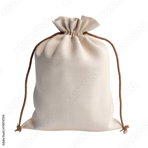 A blank linen bag isolated on transparent background, png