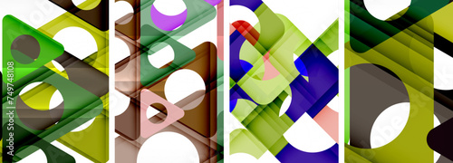 Abstract background set featuring captivating triangles. Harmonious blend of geometry and style, these designs bring modern flair