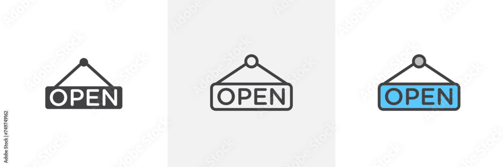 Open Sign Isolated Line Icon Style Design. Simple Vector Illustration Open Sign Isolated Line Icon Style Design. Simple Vector Illustration