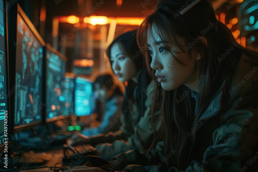 a cybersecurity team in action focusing on the intensity and concentration as they defend against a cyber attack highlight the modern digital battleground a cybersecurity team in action focusing on the intensity and concentration as they defend against a cyber attack highlight the modern digital battleground