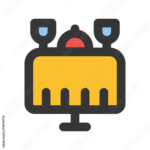 dinner table outline color icon