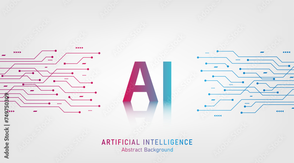 Artificial intelligence abstract background futuristic Hitech style, Technology concept design, Machine learning and generate by chip, Vector illustration for banner and web template.
