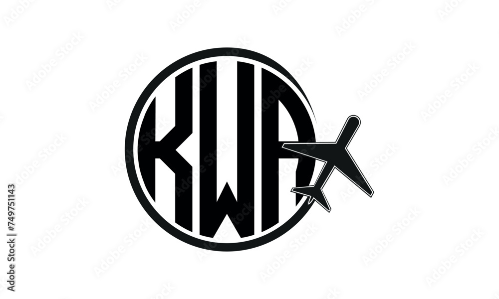 KWA three initial letter circle tour & travel agency logo design vector template. hajj Umrah agency, abstract, wordmark, business, monogram, minimalist, brand, company, flat, tourism agency, tourist - obrazy, fototapety, plakaty 