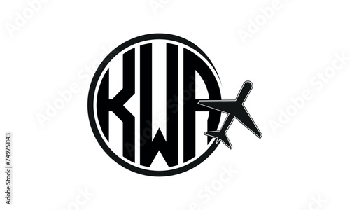 KWA three initial letter circle tour & travel agency logo design vector template. hajj Umrah agency, abstract, wordmark, business, monogram, minimalist, brand, company, flat, tourism agency, tourist
