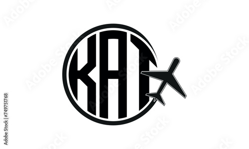 KAT three initial letter circle tour & travel agency logo design vector template. hajj Umrah agency, abstract, wordmark, business, monogram, minimalist, brand, company, flat, tourism agency, tourist