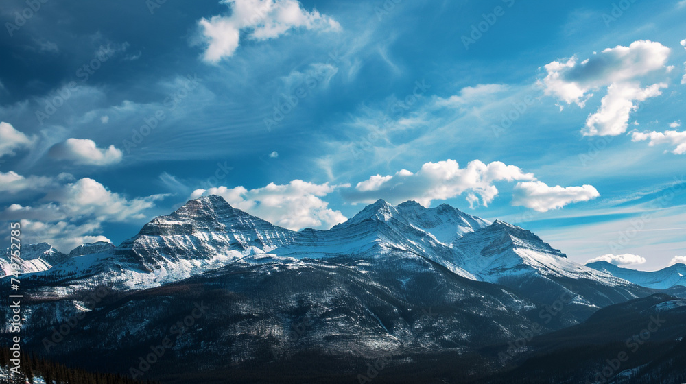 nature mountain blue sky majestic mountains. Generative Ai