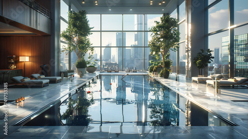 Urban Oasis: Luxury Hotel Pool with City Skyline View in Kuala Lumpur photo
