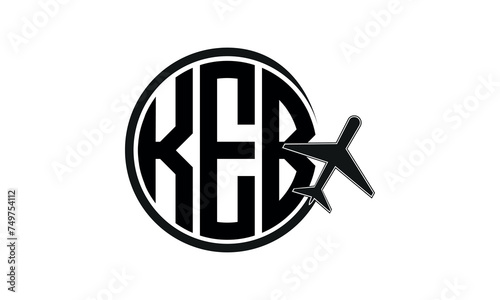 KEB three initial letter circle tour & travel agency logo design vector template. hajj Umrah agency, abstract, wordmark, business, monogram, minimalist, brand, company, flat, tourism agency, tourist