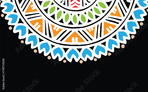 vector color abstract alpona ornamental borders with  flower design 