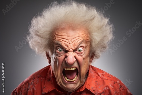 怒るシニア男性の顔,Generative AI AI画像 © beeboys