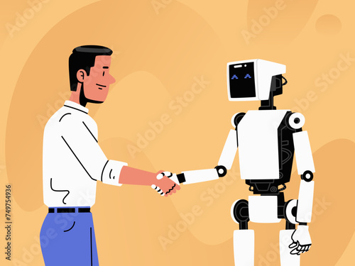 Artificial intelligence. The concept of introducing, helping AI in people's lives. Progress and innovation