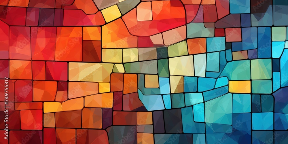 Abstract mosaic tiles Pattern Colorful Shapes background.