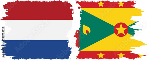 Free Download Grenada and Netherlands grunge flags connection vector - GFXLoad