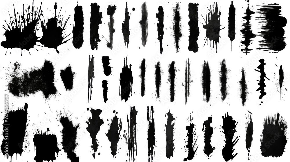 A set of brush stains and strokes on the transparent background - obrazy, fototapety, plakaty 