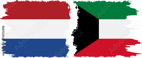 Free Download Kuwait and Netherlands grunge flags connection vector - GFXLoad