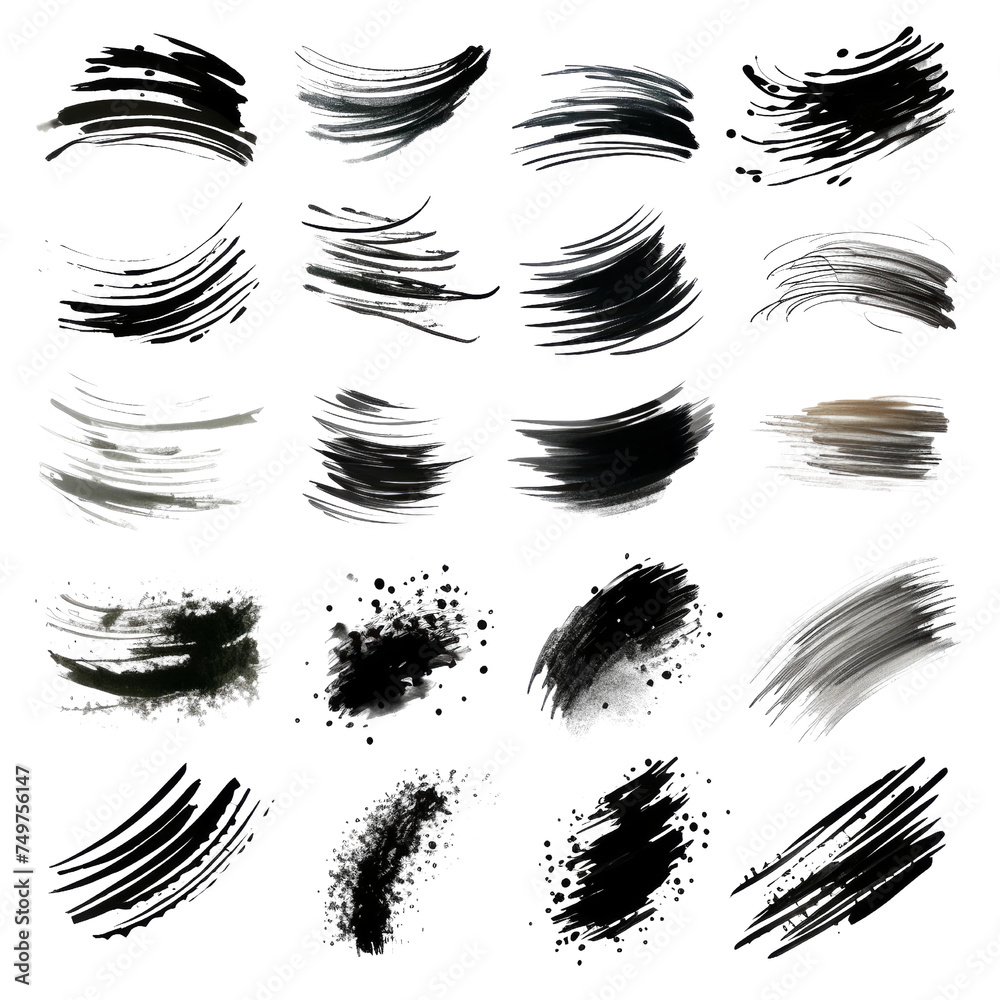 Brush strokes collection with transparent background Brush strokes collection with transparent background
