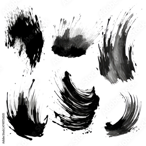 Collection of different ink brush strokes