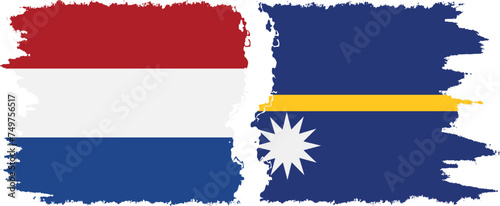 Free Download Nauru and Netherlands grunge flags connection vector - GFXLoad