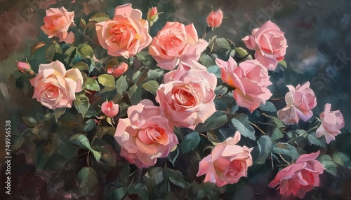 Pink roses illustration © thiraphon