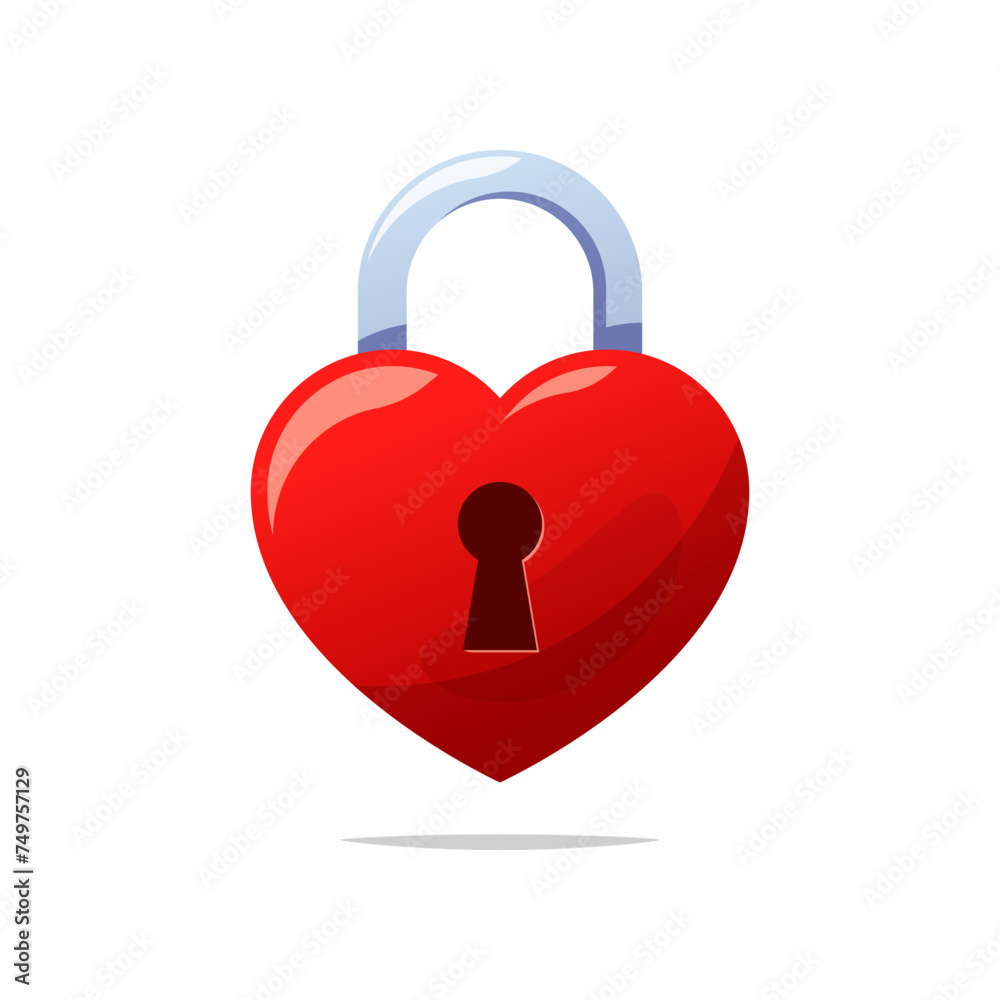 Heart shaped padlock vector isolated on white background. Heart shaped padlock vector isolated on white background.
