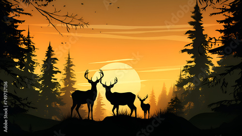 silhouette of a deer in sunset © Ali
