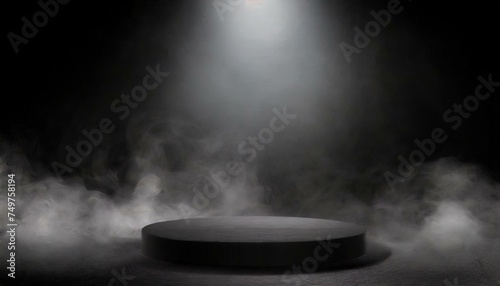 black dark smoke background product platform abstract stage texture