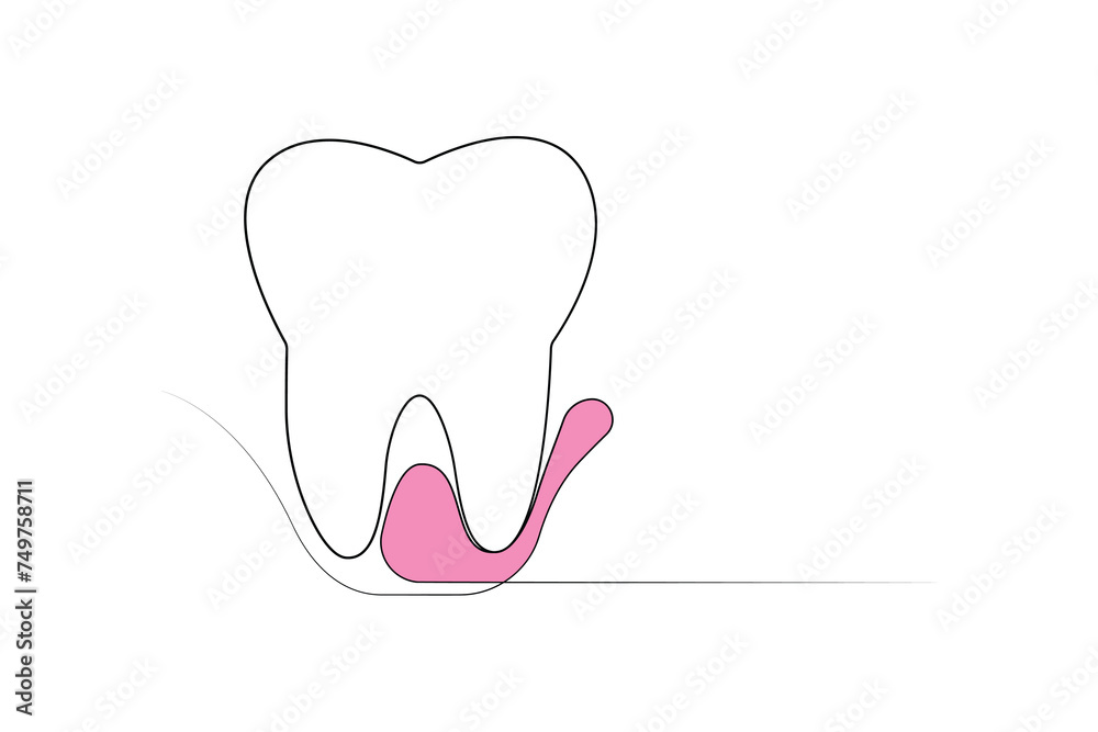 Continuous one-line tooth drawing style and single-line art outline illustration Continuous one-line tooth drawing style and single-line art outline illustration