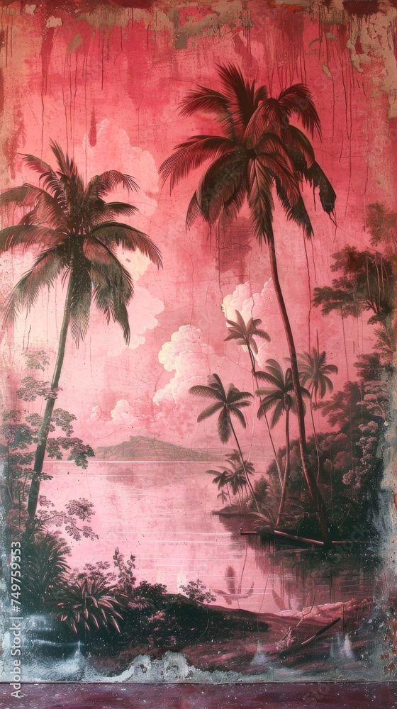 Old painting tropical print