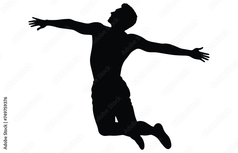 Silhouettes of jumping people,Jumping group people silhouette. People jumping,
