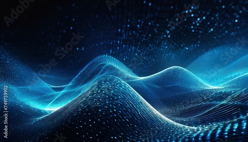 energy of fractal realms, Abstract blue background for design on the topic of cyberspace, big data, metaverse, network security, data transfer on dark blue abstract cyberspace background, Ai Generate 