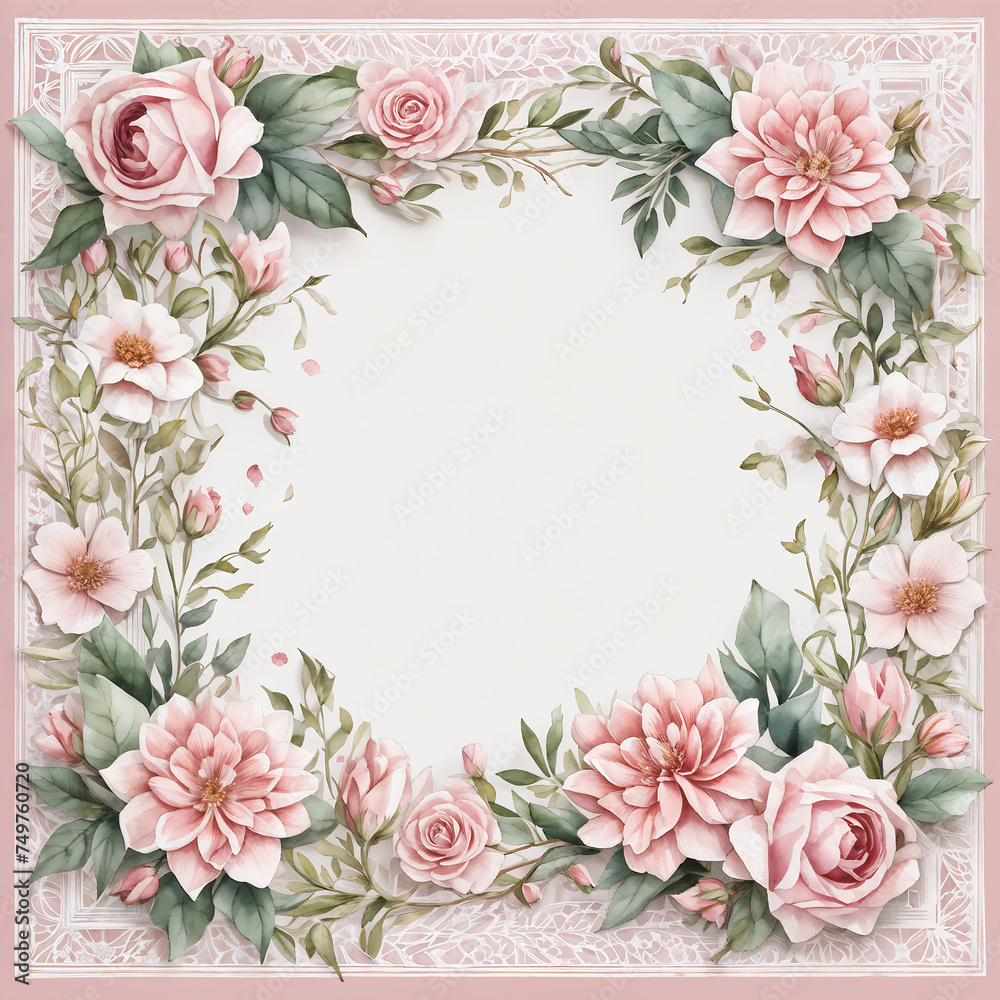 pink rose frame