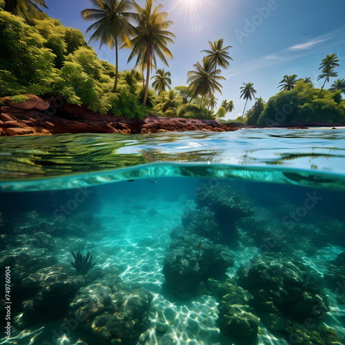Tropical paradise with crystal-clear water.