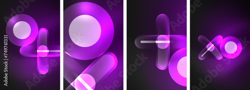 Abstract composition. Aglow in neon hues against the dark, radiating energy and allure, a captivating spectacle of vibrant luminescence