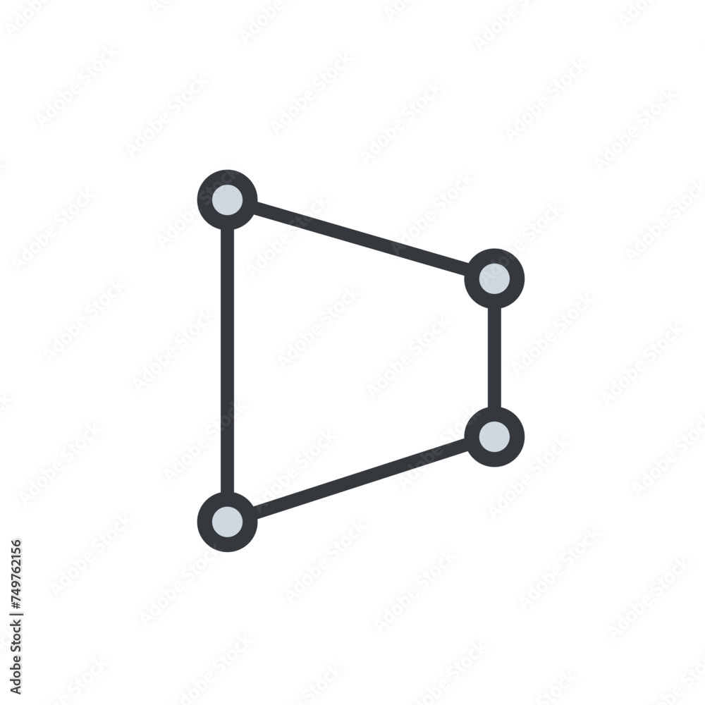 Box icon with circle in the corners. Rectangle icon low poly illustration Box icon with circle in the corners. Rectangle icon low poly illustration