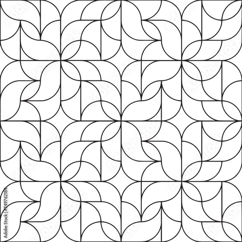 Seamless linear pattern with thin curl lines and scrolls. Monochrome abstract floral linear pattern. Decorative lattice. Vector rapport for swatches.