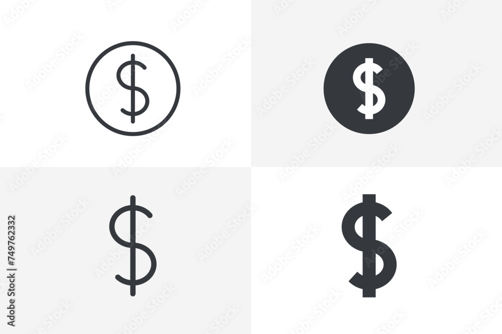 Set of Money Icon, United State Dollar sign vector. Dollar sing icon set Set of Money Icon, United State Dollar sign vector. Dollar sing icon set