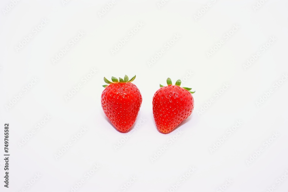 Ripe strawberries on light background, close-up food photography, deep depth of field Ripe strawberries on light background, close-up food photography, deep depth of field