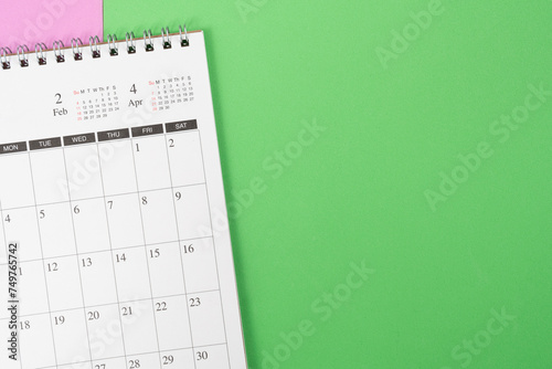 close up of calendar on the table background, planning for business meeting or travel planning concept