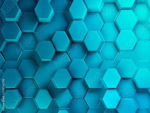 Turquoise Abstract Hexagonal Background. Generative AI