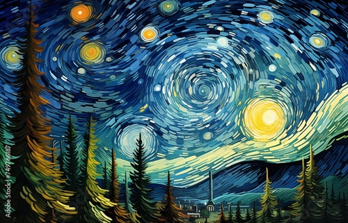 Starry Journey: Surreal Sketch in the Style of Van Gogh