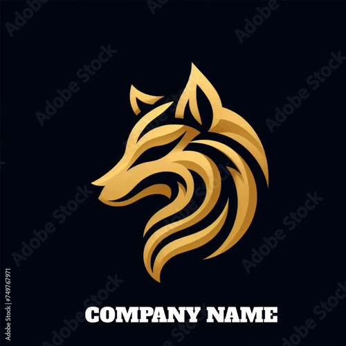Fototapeta Naklejka Na Ścianę i Meble -  Golden fox head vector logo design template. Luxury symbol for corporate identity.