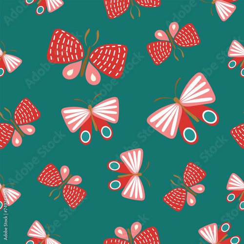 cute butterfly hand drawn seamless pattern vector illustration for decorate invitation greeting birthday party celebration wedding card poster banner textile wallpaper paper wrap background
