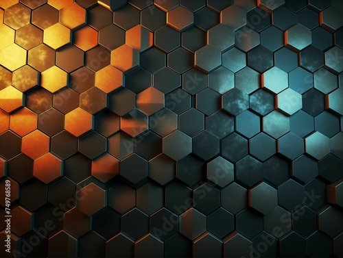 Abstract Hexagonal Shapes Background. Generative AI