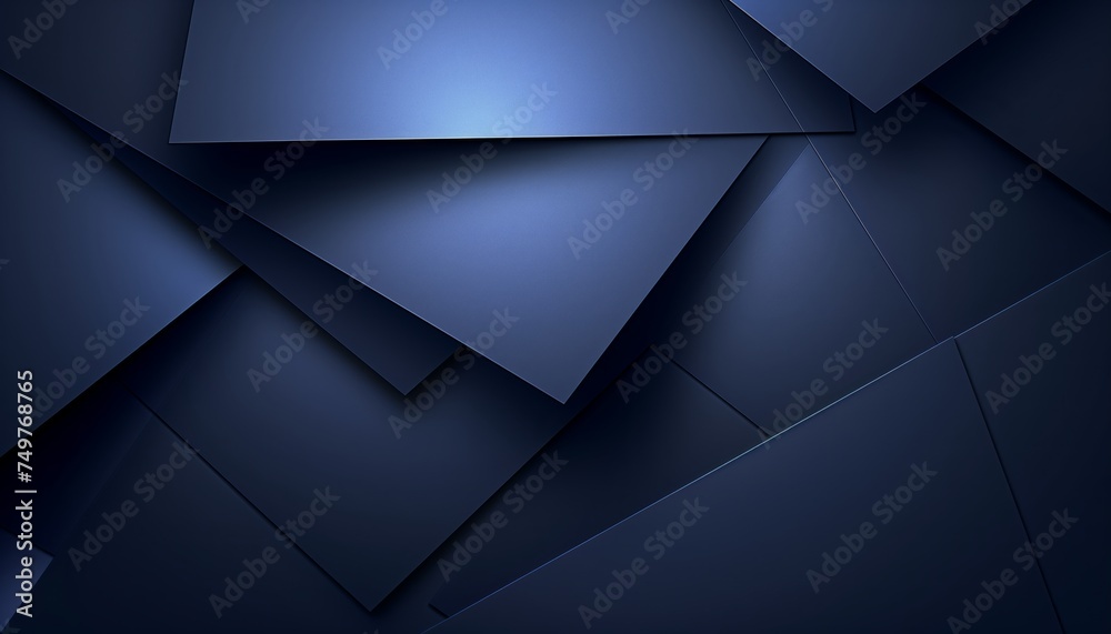 Modern black blue abstract background. Geometric shape. 3d effect. Lines stripes. Cut paper effect - obrazy, fototapety, plakaty 