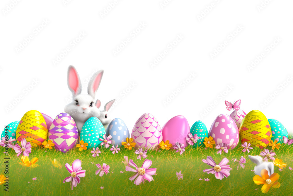 Easter Bunny Eggs Cute Rabbit Isolated On White And Transparent Background