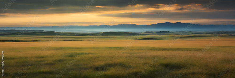 Guided Horizon: Expansive Grassland Leading to Distant Sky. 3:1 Banners and Landscape Backgrounds, Perfect for Expansive Visual Themes Guided Horizon: Expansive Grassland Leading to Distant Sky. 3:1 Banners and Landscape Backgrounds, Perfect for Expansive Visual Themes