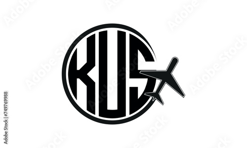 KUS three initial letter circle tour & travel agency logo design vector template. hajj Umrah agency, abstract, wordmark, business, monogram, minimalist, brand, company, flat, tourism agency, tourist
