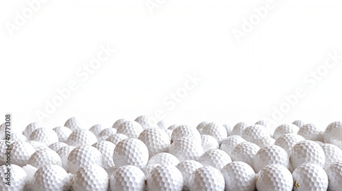 Golf balls pile with copy space isolated on white background. generative ai