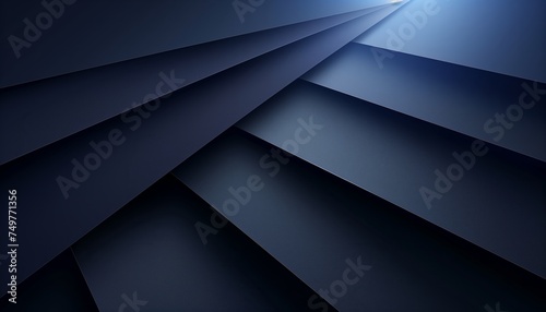 Modern black blue abstract background. Geometric shape. 3d effect. Lines stripes. Cut paper effect
