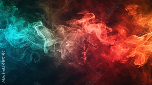 Multicolored smoke patterns on a dark backdrop.